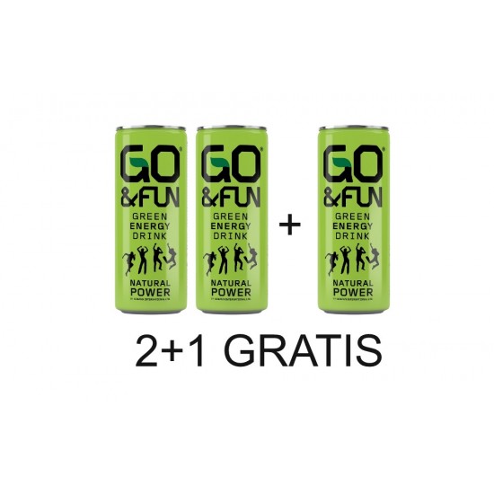 PROMO 2+1 Bautura energizanta naturala 250ml GO&FUN fara taurina, fara glucuronolactona, fara conservanti, fara gluten